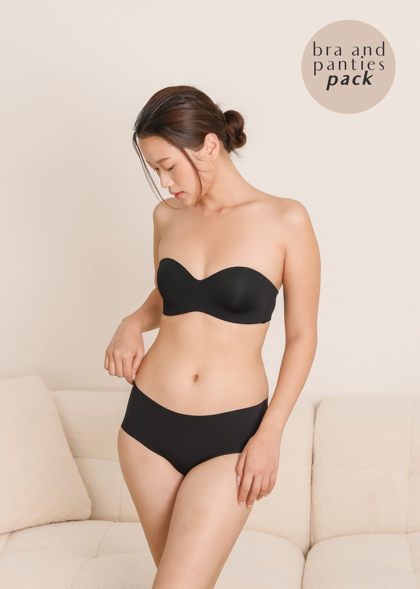 Sweetheart (non-push up) Bra & Panties Pack (Black)