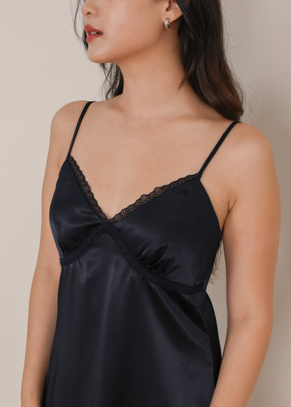 AIRE Minimal Lace Slip Dress (Champagne, Midnight)