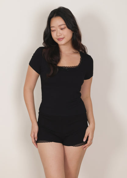 AIRE Snuggle Sleeved Set (Black, Grey) - Sleepwear