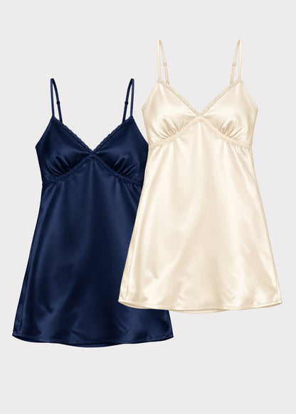 AIRE Minimal Lace Slip Dress (Champagne, Midnight)